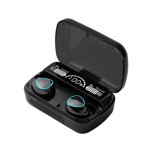 Black Bluetooth 5.1 Earbuds with LED Display & 2000mAh Case