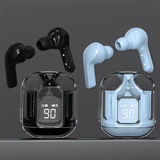 Premium Wireless Earbuds with LED Display & Transparent Charging Case