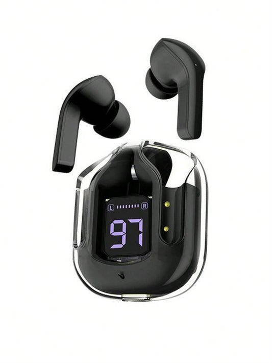 Wireless Bluetooth Earbuds with LED Display & Transparent Case